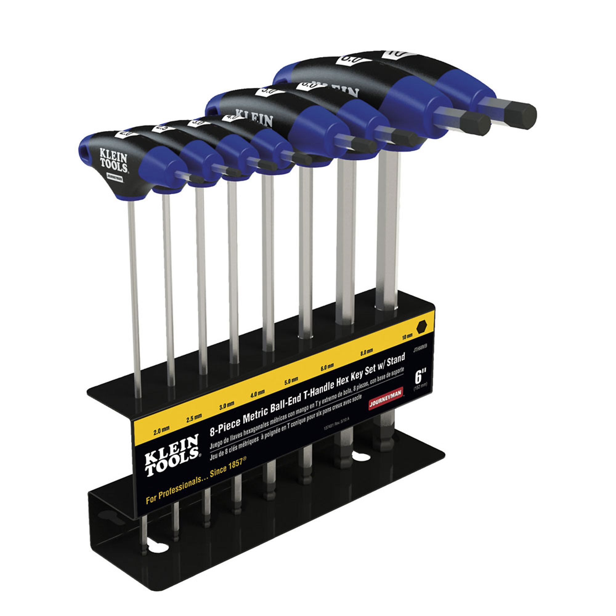 Klein Tools, Hex Kit Set, Metric, Ball End T-Handle, 6in. wit, Pieces (qty.) 8 Model# JTH68MB